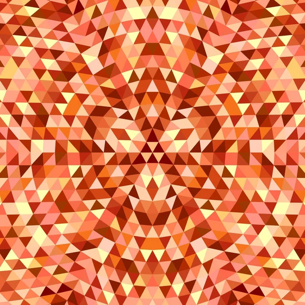 Runde Dreieck-Kaleidoskop-Mandala-Hintergrund - symmetrisches Vektormuster-Design aus Dreiecken in orangen Tönen — Stockvektor