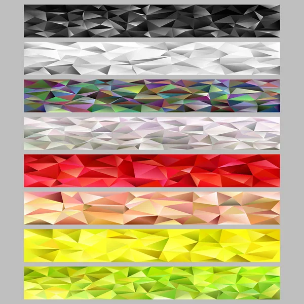Abstrakte Dreieck-Polygon-Muster Mosaik Web-Banner-Vorlage Hintergrundset - Design-Elemente aus unregelmäßigen Dreiecken — Stockvektor