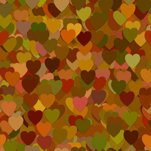 Ripetizione dello sfondo del motivo cardiaco - grafica vettoriale dai cuori nei toni dell'autunno marrone con effetto ombra — Vettoriale Stock