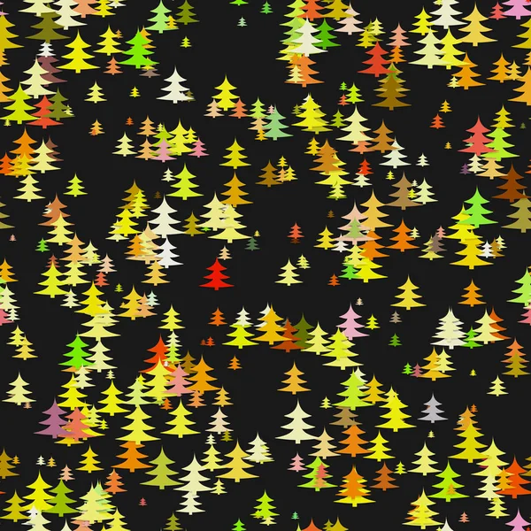 Color abstracto decoración de fondo de Navidad al azar - patrón de pino estilizado vacaciones de invierno vector gráfico — Vector de stock