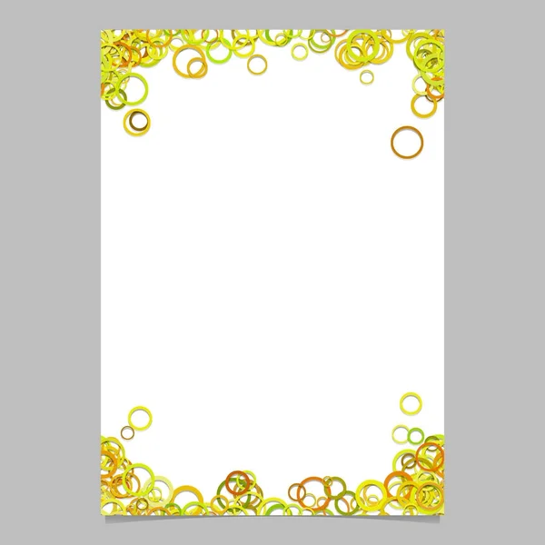 Plantilla de fondo de volante de diseño de círculo aleatorio abstracto de color - vector en blanco folleto borde gráfico de anillos amarillos — Archivo Imágenes Vectoriales