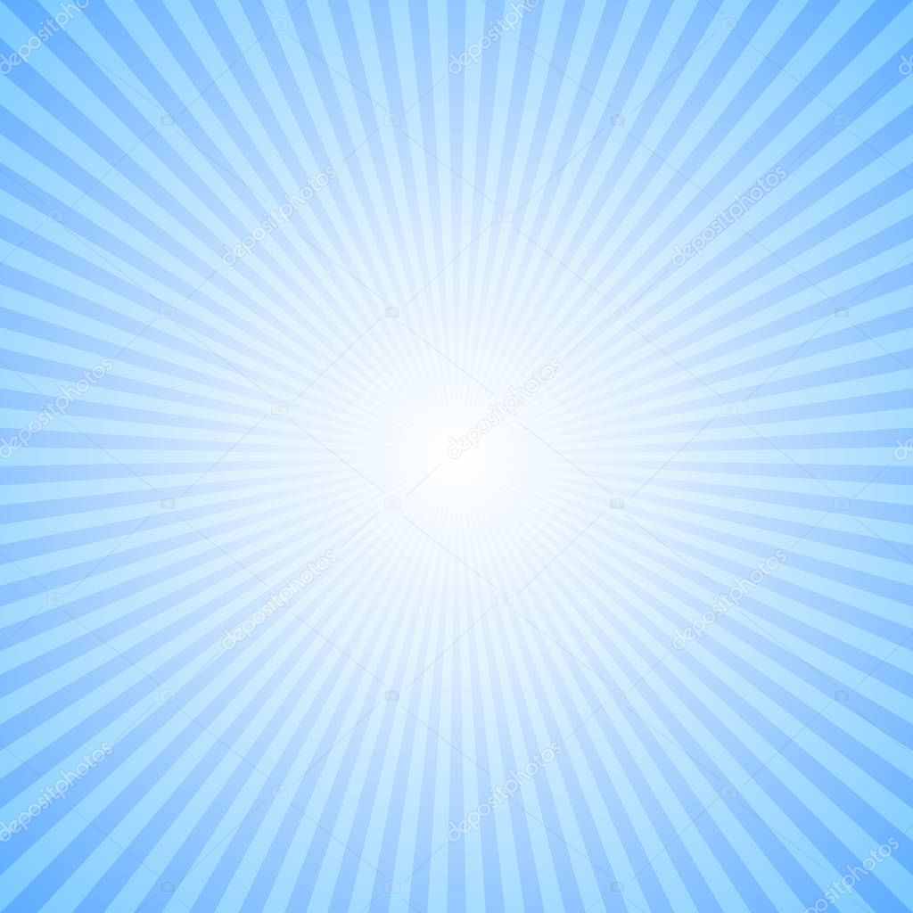 Abstract dynamic sun rays background - blue vector illustration from radial stripes