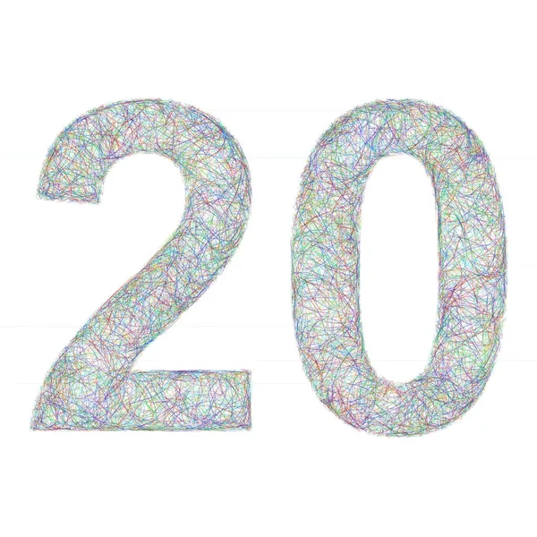 多彩素描周年设计-数字20 — 图库矢量图片