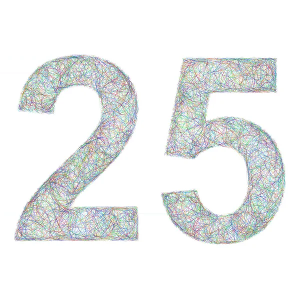 Colorful sketch anniversary design - number 25 — Stock Vector