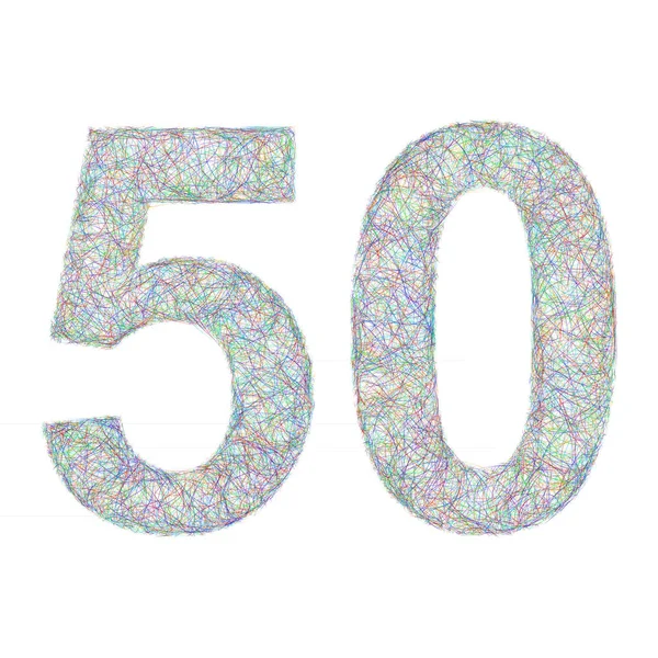 Desain ulang tahun sketsa berwarna nomor 50 - Stok Vektor