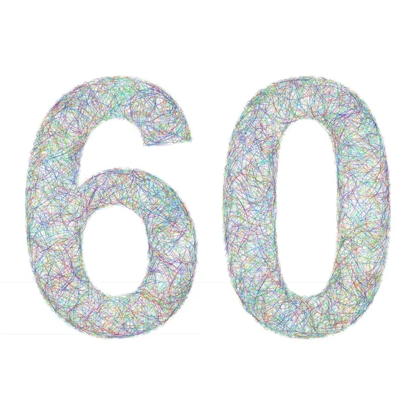 Desenho de aniversário de esboço colorido - número 60 — Vetor de Stock