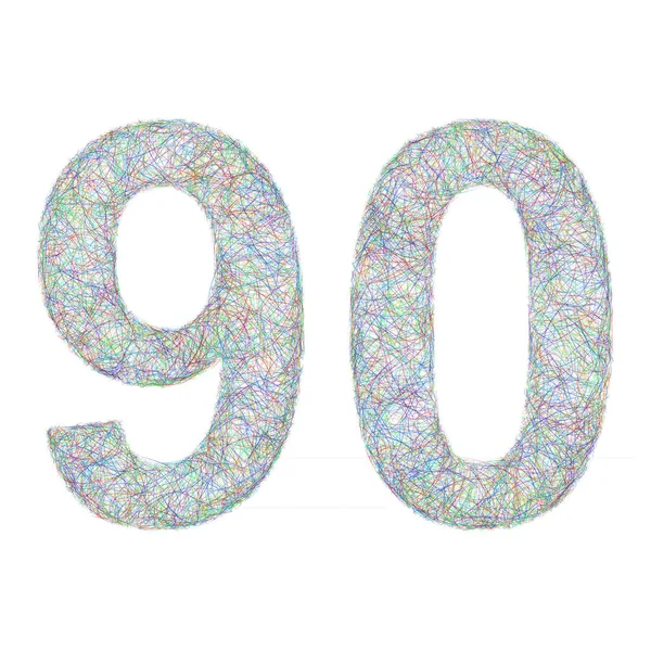 Desenho de aniversário de esboço colorido - número 90 — Vetor de Stock