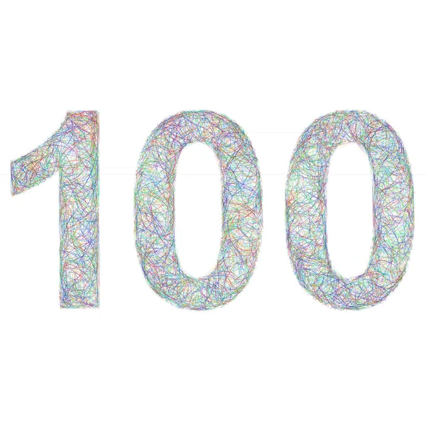 Desenho de aniversário de esboço colorido - número 100 —  Vetores de Stock
