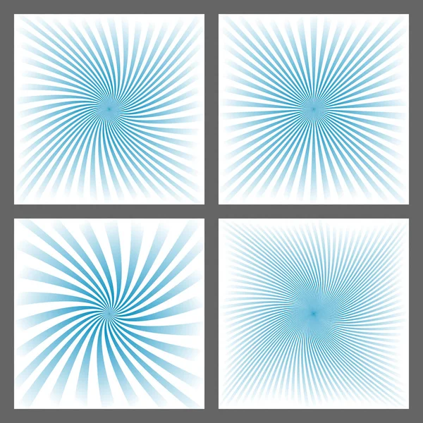 Light blue spiral ray and starburst background set — Stock Vector
