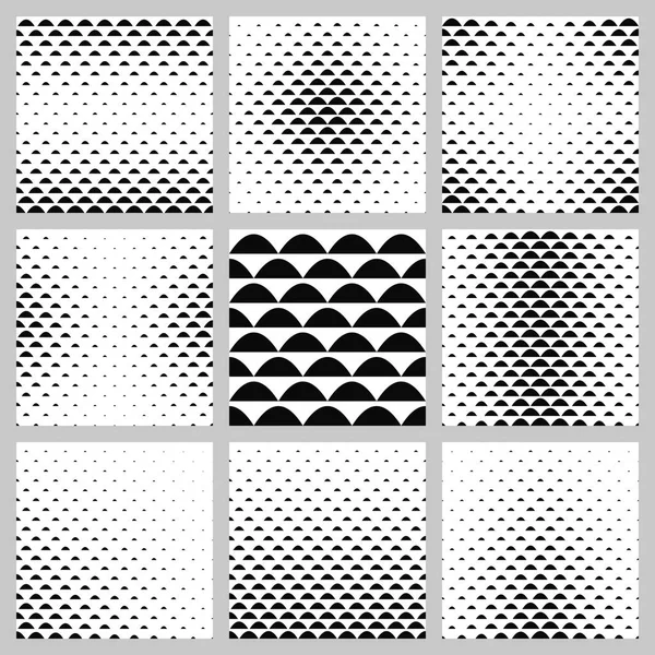 Black and white curved shape pattern set — Stock Vector