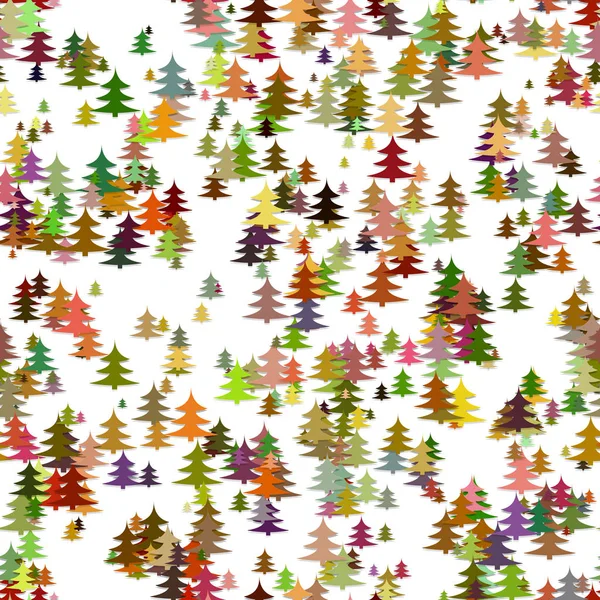 Renkli rasgele çam ağacı arka plan - kış vektör dekorasyon — Stok Vektör