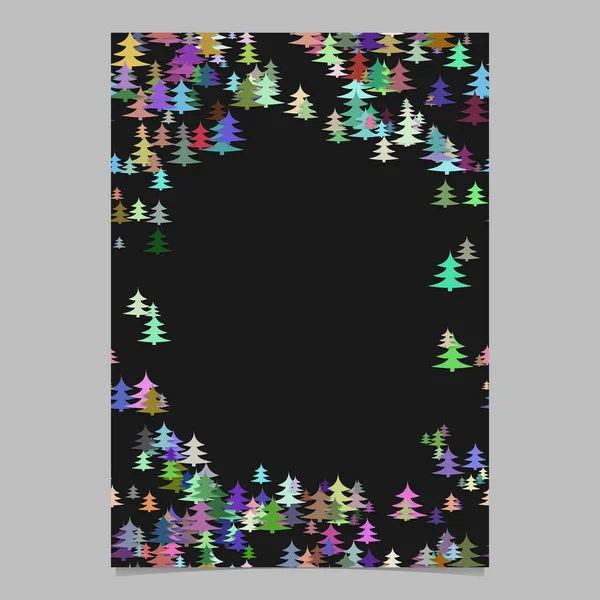 Plantilla de papelería de diseño navideño aleatorio colorido - diseño de fondo de folleto de invierno en blanco de pinos estilizados — Vector de stock