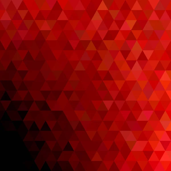 Latar belakang segitiga abstrak geometris - desain grafis mosaik trendi dengan segitiga merah pada latar belakang hitam - Stok Vektor