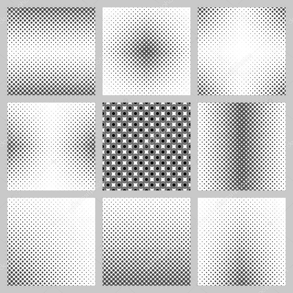 Seamless monochrome circle pattern design set
