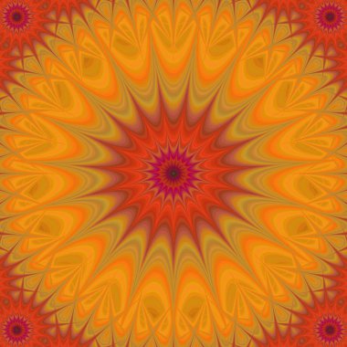 Turuncu ve kırmızı soyut mandala fraktal arka plan