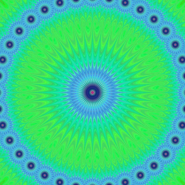 Verde blu mandala frattale disegno sfondo — Vettoriale Stock