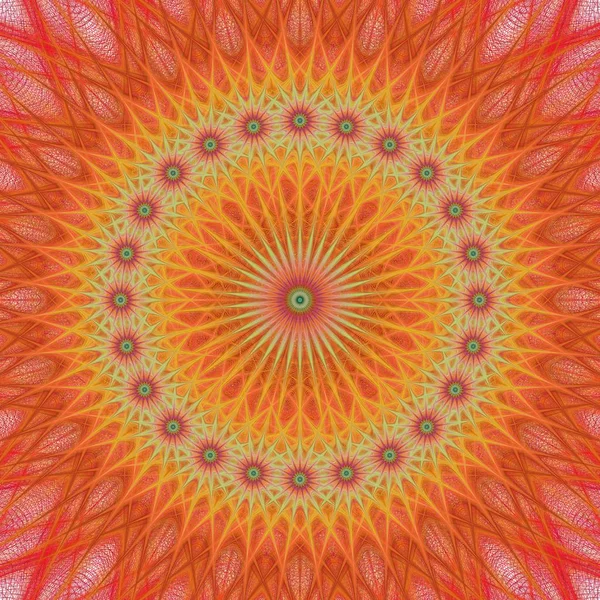 Orange abstrakte Stern Mandala fraktalen Hintergrund — Stockvektor