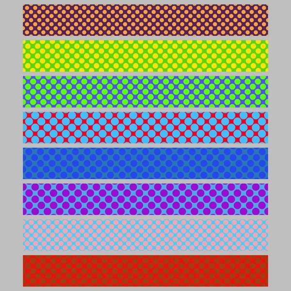 Cor sem costura polka dot padrão web banner fundo template set - coleção de design gráfico vetorial abstrato — Vetor de Stock
