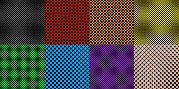 Ensemble simple de gabarits de motifs de points sans couture - graphiques vectoriels de cercles colorés — Image vectorielle