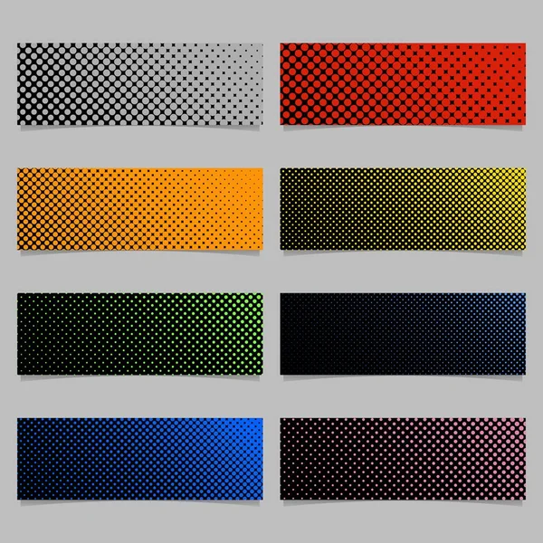 Farbe halbton punktmuster banner hintergrund vorlage design set - horizontale rechteck vektor illustrationen — Stockvektor