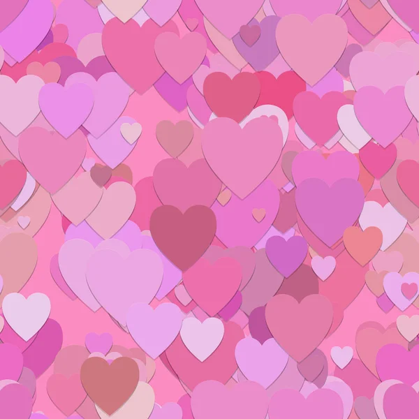 Dia dos namorados sem costura fundo padrão - gráfico vetorial de corações em tons de rosa —  Vetores de Stock