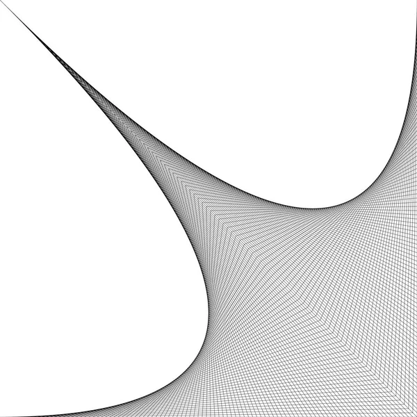 Geometriska böjda monokrom design från linje rutmönster — Stock vektor