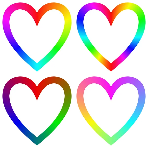 Arco iris gradiente feliz corazón icono plantilla conjunto — Vector de stock