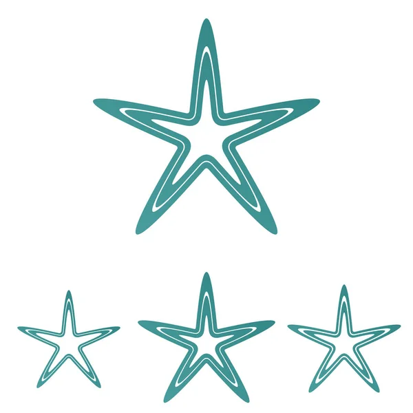 Juego de diseño de logo estrella de línea Teal — Vector de stock