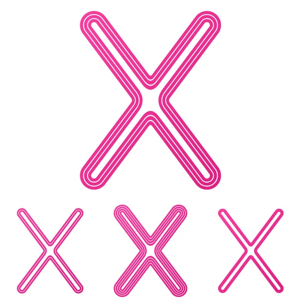 Línea rosa x logo diseño conjunto — Vector de stock