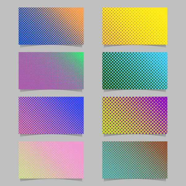 Abstract halftone dot pattern business card background template design set - vector graphic with colored circles — Stock Vector