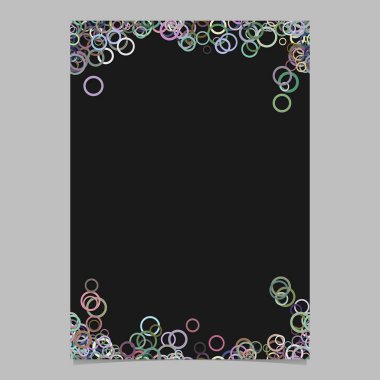 Soyut rasgele daire tasarım sayfa şablonu - boş ileti örneği sınır tasarlamak siyah arka plan üzerinde renkli halkalar ile