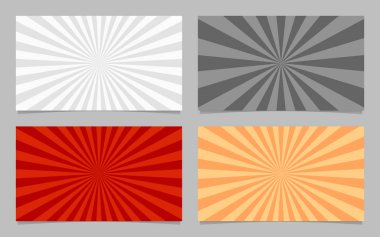 Soyut renkli ray patlama kartı arka plan şablonu seti