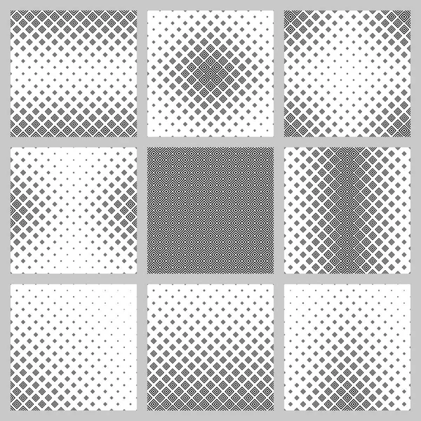Set monochrome motifs carrés diagonaux — Image vectorielle