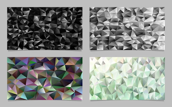 Abstrakte gekachelte Dreieck-Muster Mosaik-Karte Hintergrund-Set - Gradienten Mosaik Vektorgrafiken aus bunten Dreiecken — Stockvektor