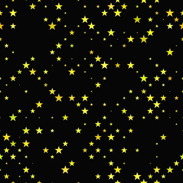 Fondo amarillo patrón estrella pentagrama sin costura — Vector de stock