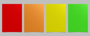 Retro soyut yarım ton daire desen el ilanı şablonu kümesi - vektör broşürü arka plan grafiği ile renkli noktalar