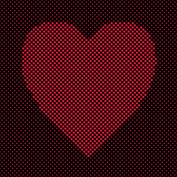 Diseño de fondo en forma de corazón a partir de puntos rojos - vector gráfico — Vector de stock