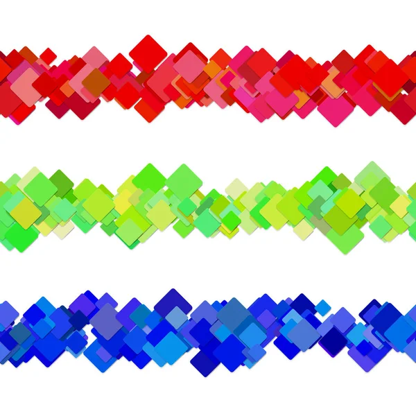 再現性のある正方形のパターン段落区切り線デザイン セット - 色の斜め正方形からベクター装飾要素 — ストックベクタ
