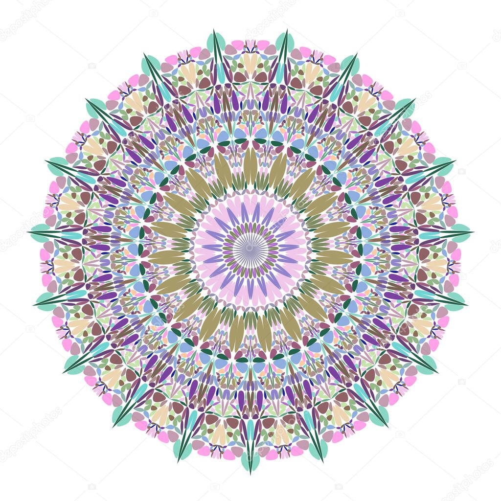 Colorful flower mandala ornament - circular abstract vecor design element