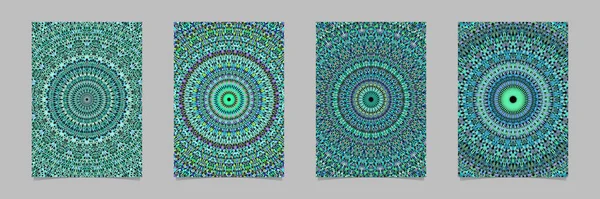 Turquoise flower kaleidoscope mandala pattern poster background set — Stock Vector