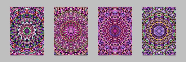Bunte abstrakte botanische Garten Mandala Muster Karte Hintergrund-Design-Set — Stockvektor
