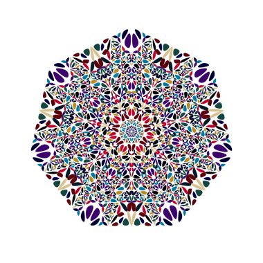 Süslü geometrik soyut çiçek süsü heptagon çokgeni