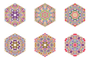 Soyut izole edilmiş altıgen şablon şablonu seti