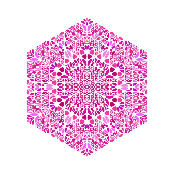 Plantilla de símbolo de hexágono de mosaico floral colorido adornado — Vector de stock