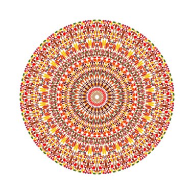 Renkli yuvarlak geometrik çiçek desenli mandala