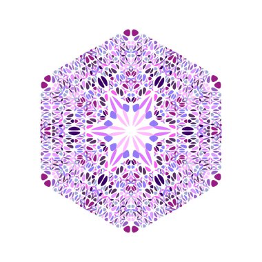 İzole edilmiş çiçek mozaik süsü altıgen logo şablonu