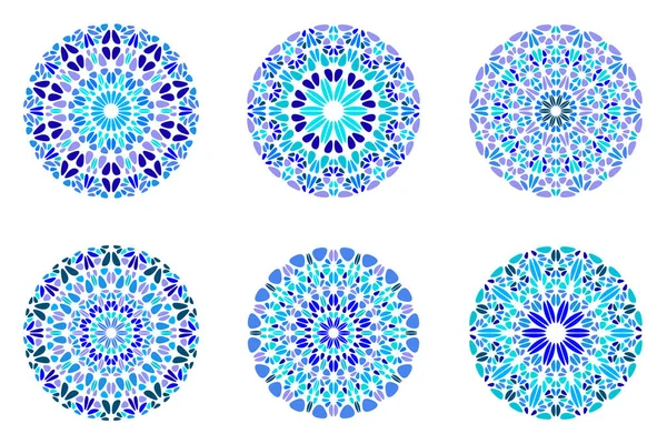 Geometrical round ornate abstract colorful petal mandala logo set — Stock Vector