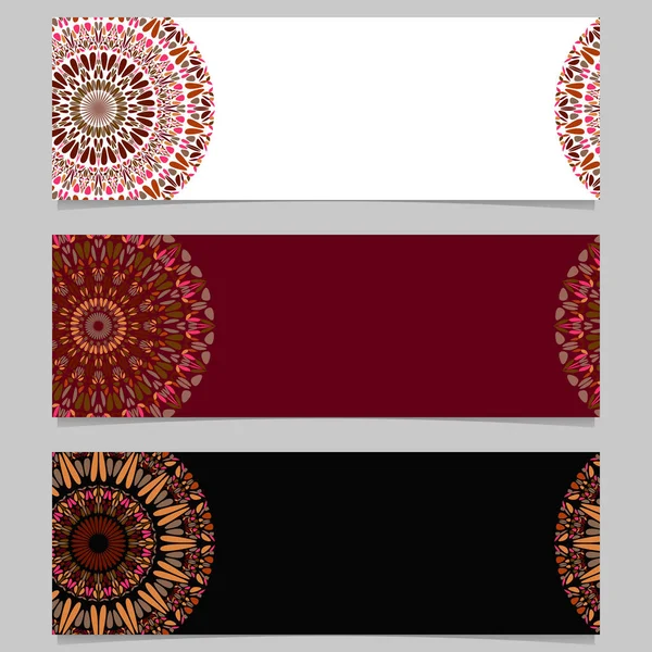 Horizontal colorful flower mandala banner template set — Stock Vector