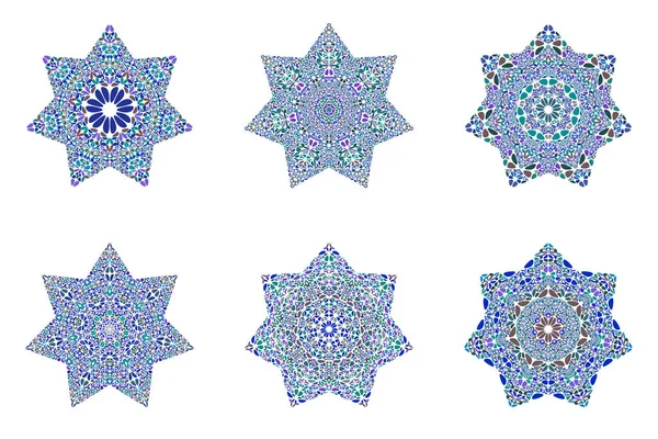 Abstrato geométrico isolado flor ornamento estrela símbolo modelo conjunto — Vetor de Stock