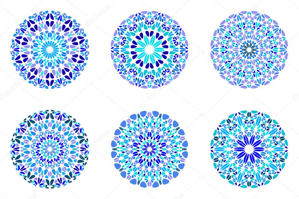 Colorful geometrical stone mandala logo set - abstract circular vector elements from gravel stones